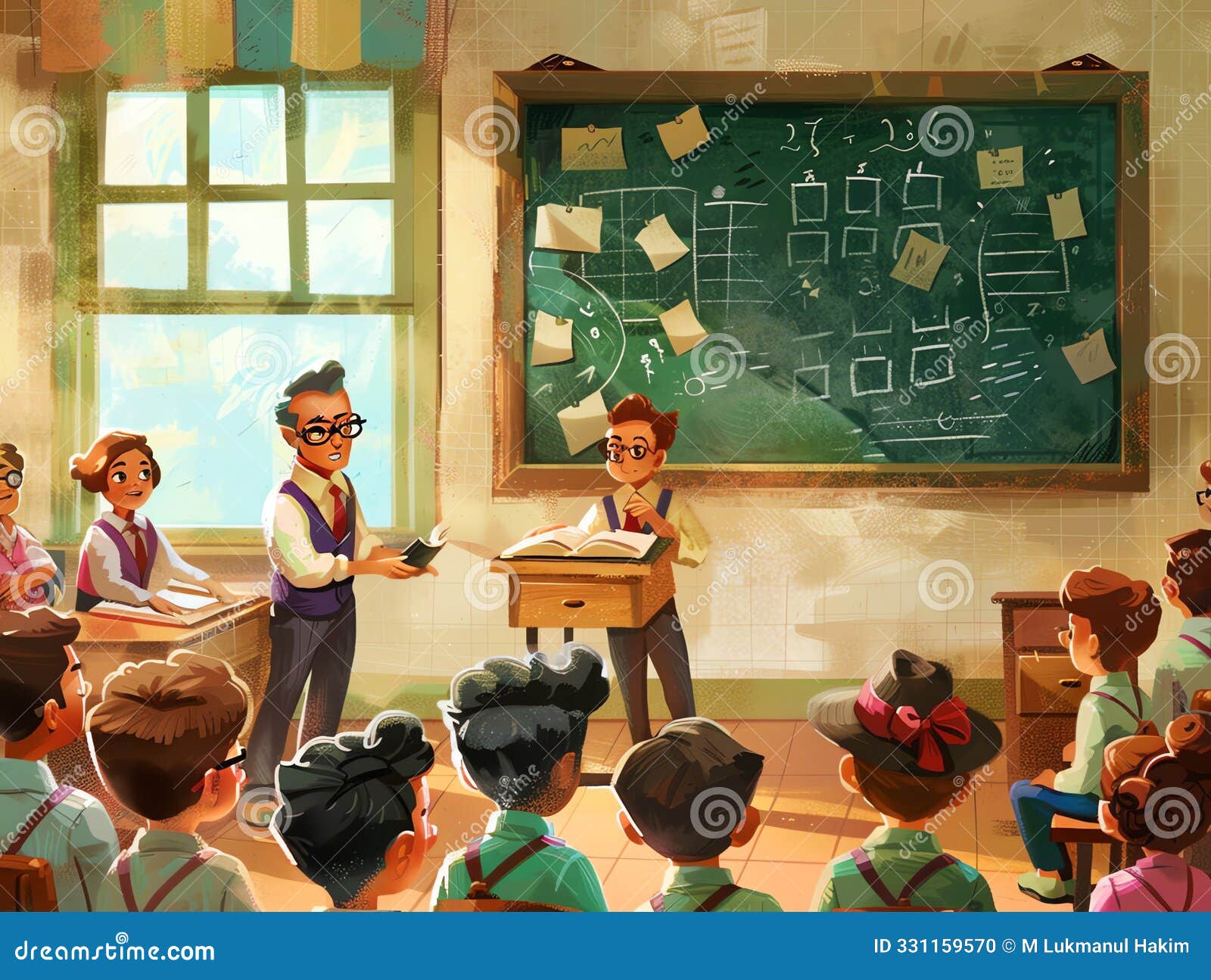 A teacher leading a classroom discussion with students